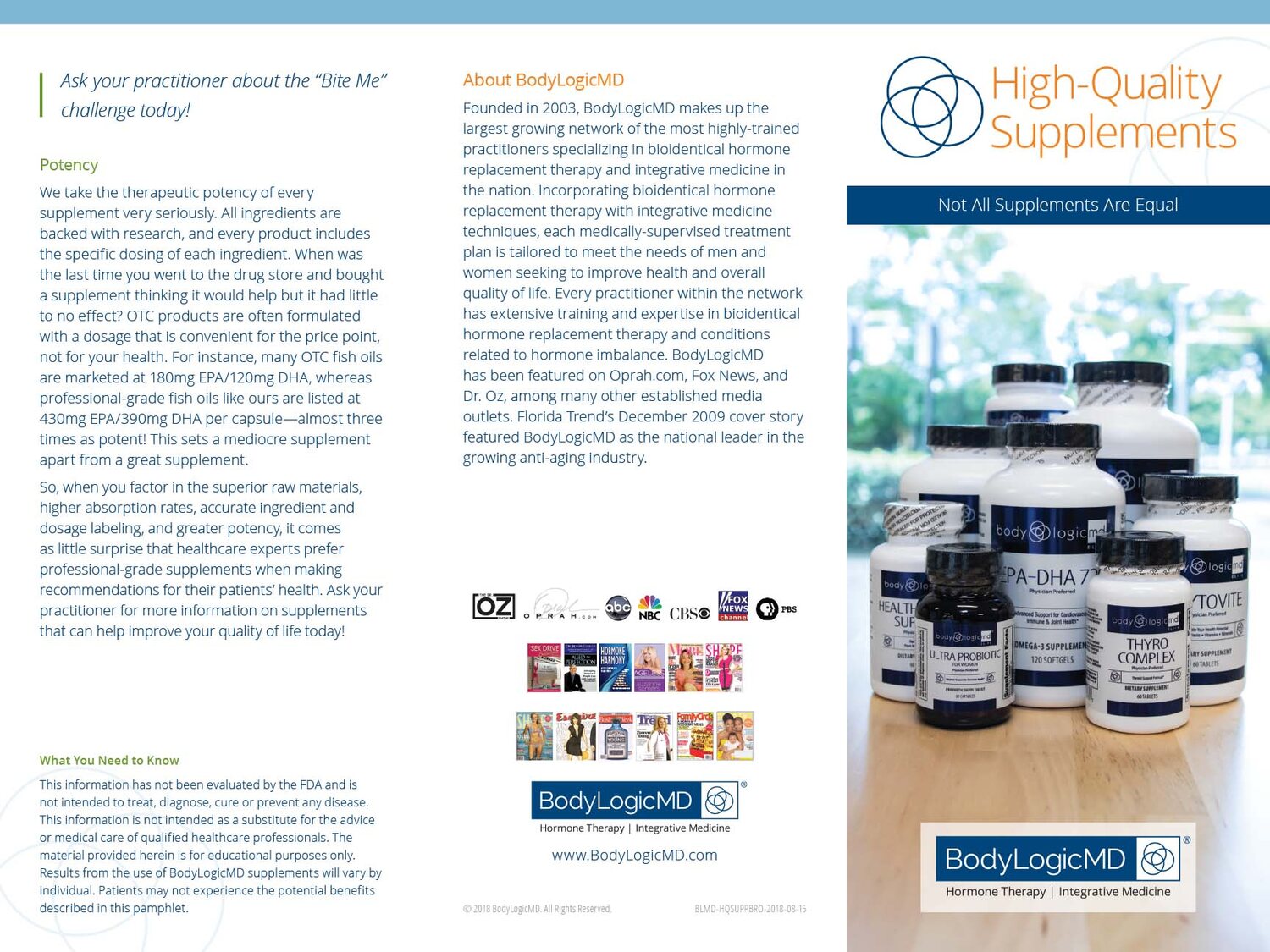 BodyLogicMD supplements brochure