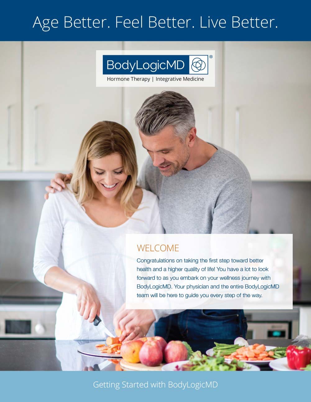 New patient welcome book for a BodyLogicMD affiliated practice in Orlando