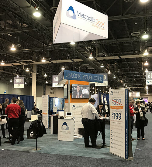Metabolic Code trade show booth, alternate 3D concept render